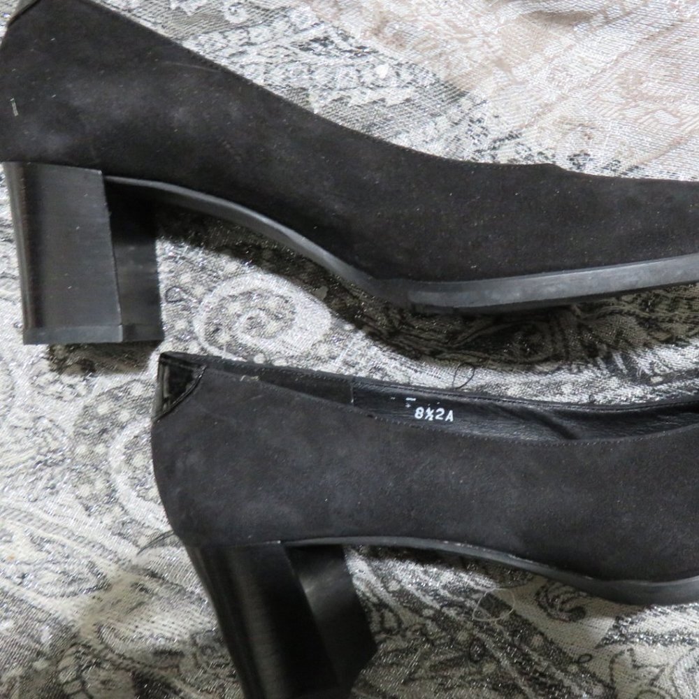 BOGO Renzo Fontanelli Vintage Classic Black Suede Pumps patent leather cap toe